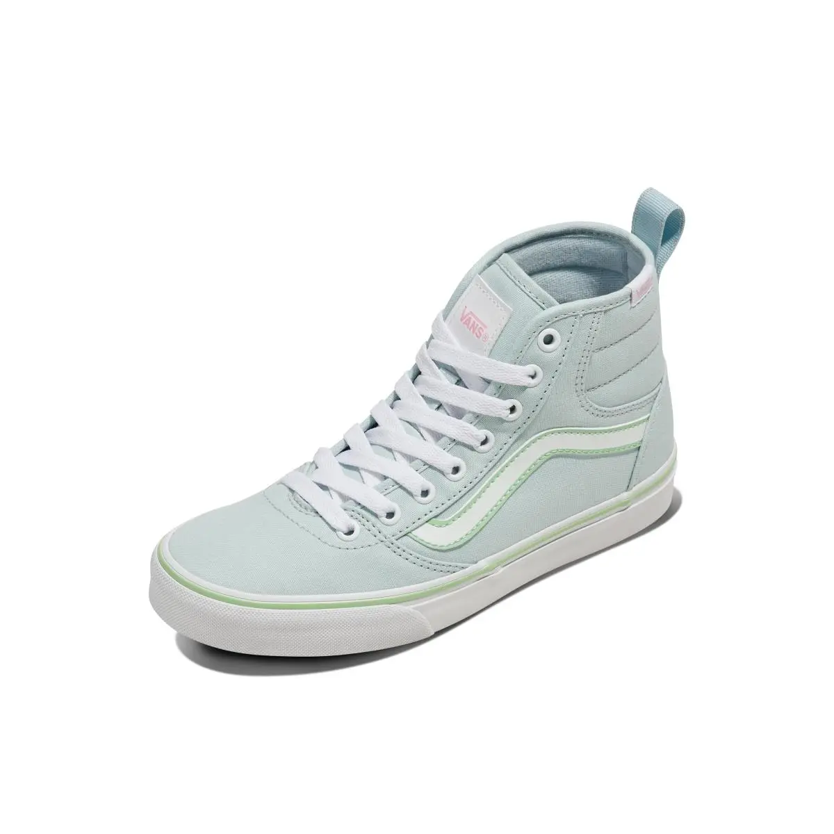 Women`s Ashwood Hi Decon Shoe High Top Fashion Sneakers with pastel pop dawn mist by Vans