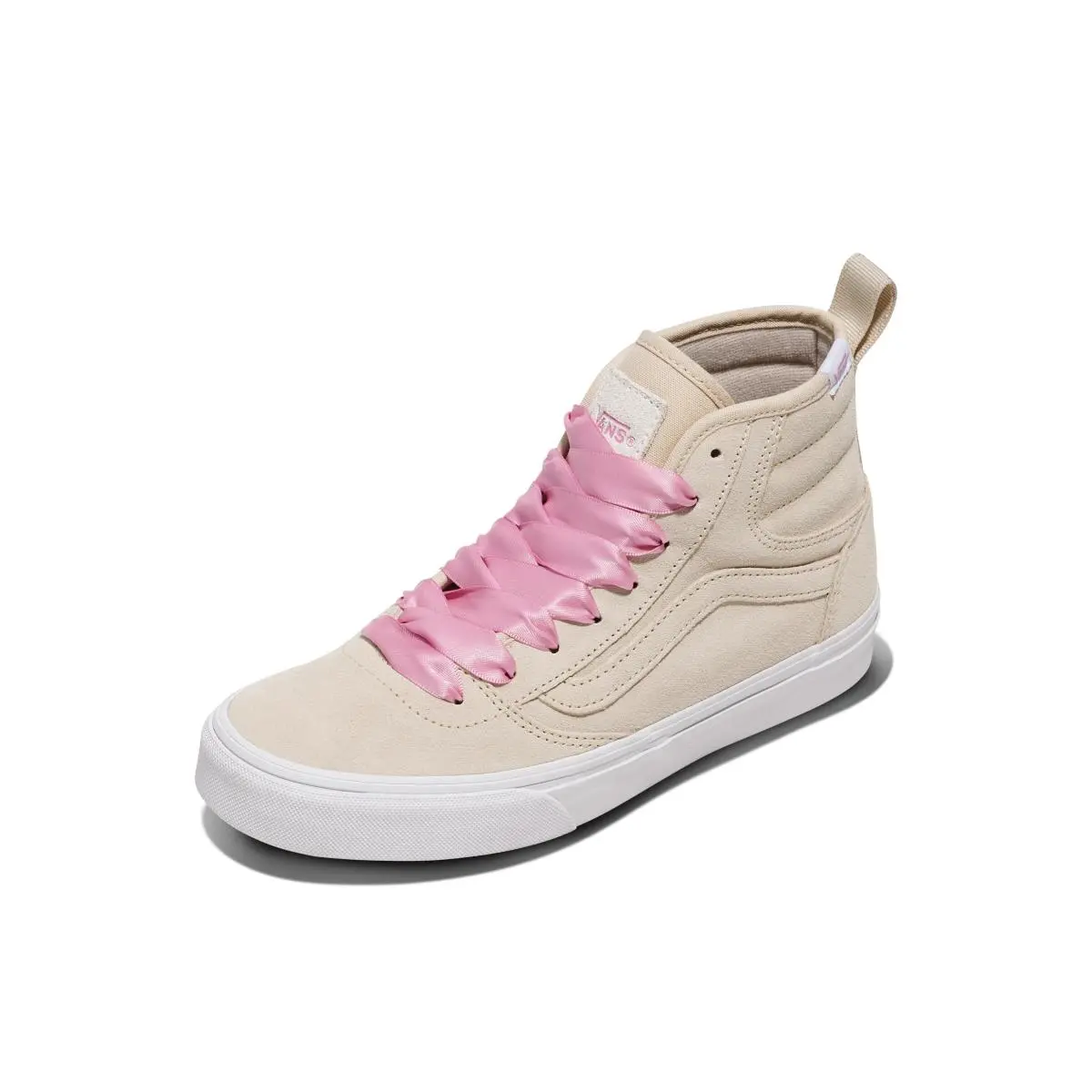 Women`s Ashwood Hi Decon Shoe High Top Fashion Sneakers with satin lace oatmeal by Vans
