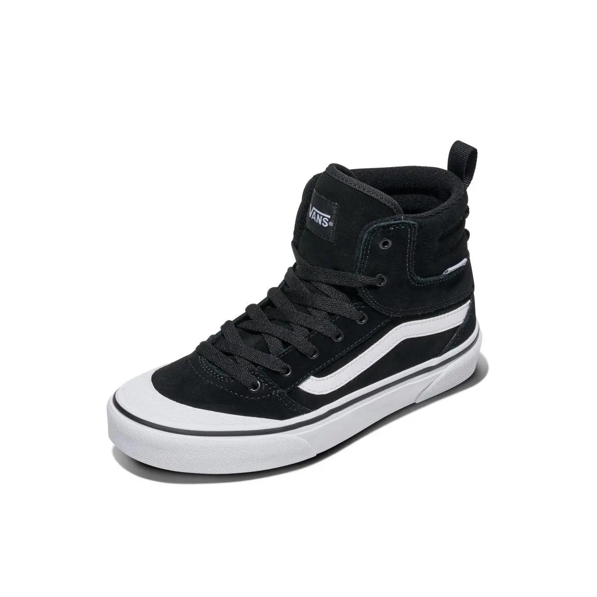 Women`s Ashwood Hi Decon Shoe High Top Fashion Sneakers with suede canvas black white by Vans
