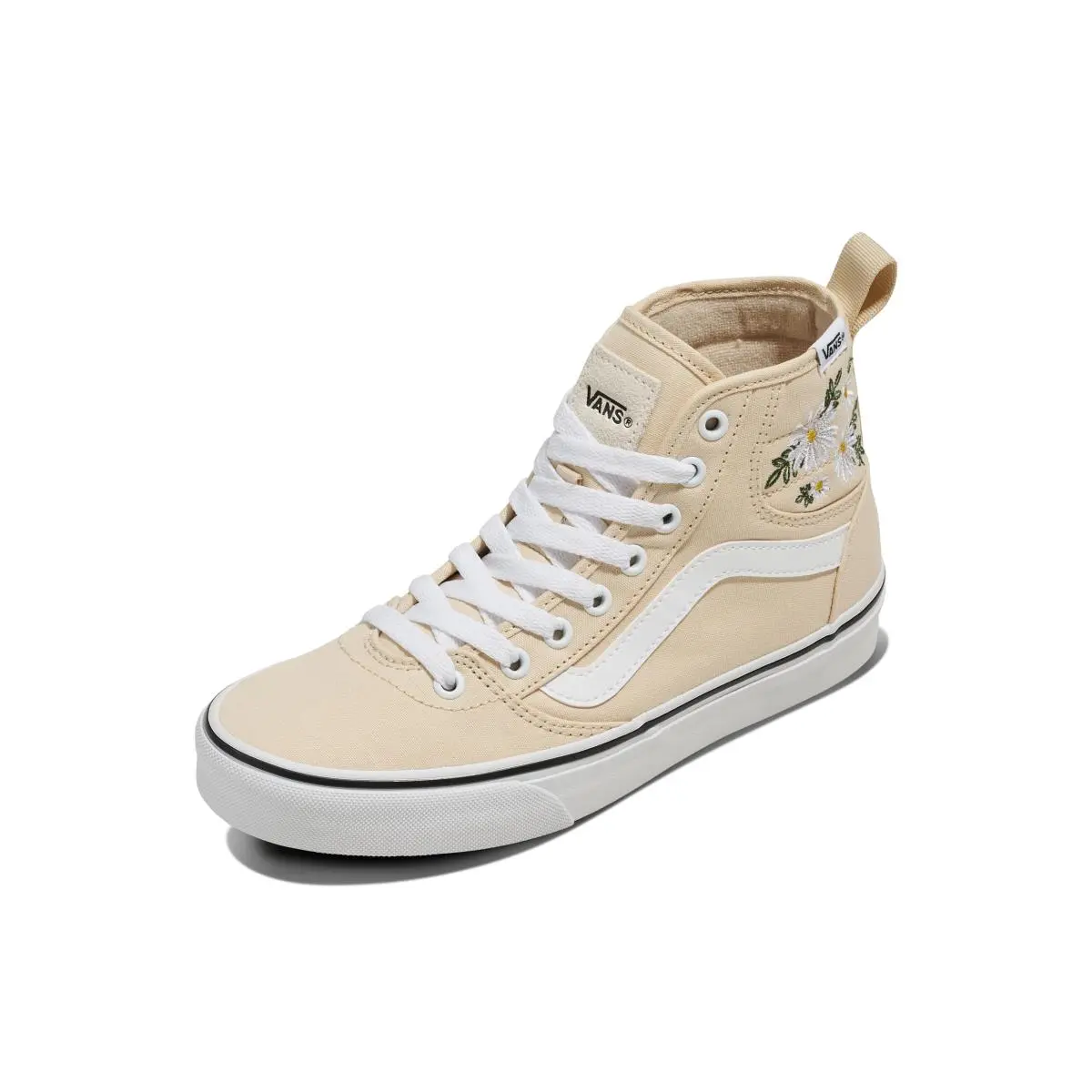 Women`s Ashwood Hi Decon Shoe High Top Fashion Sneakers with variety embroidery creme brule by Vans
