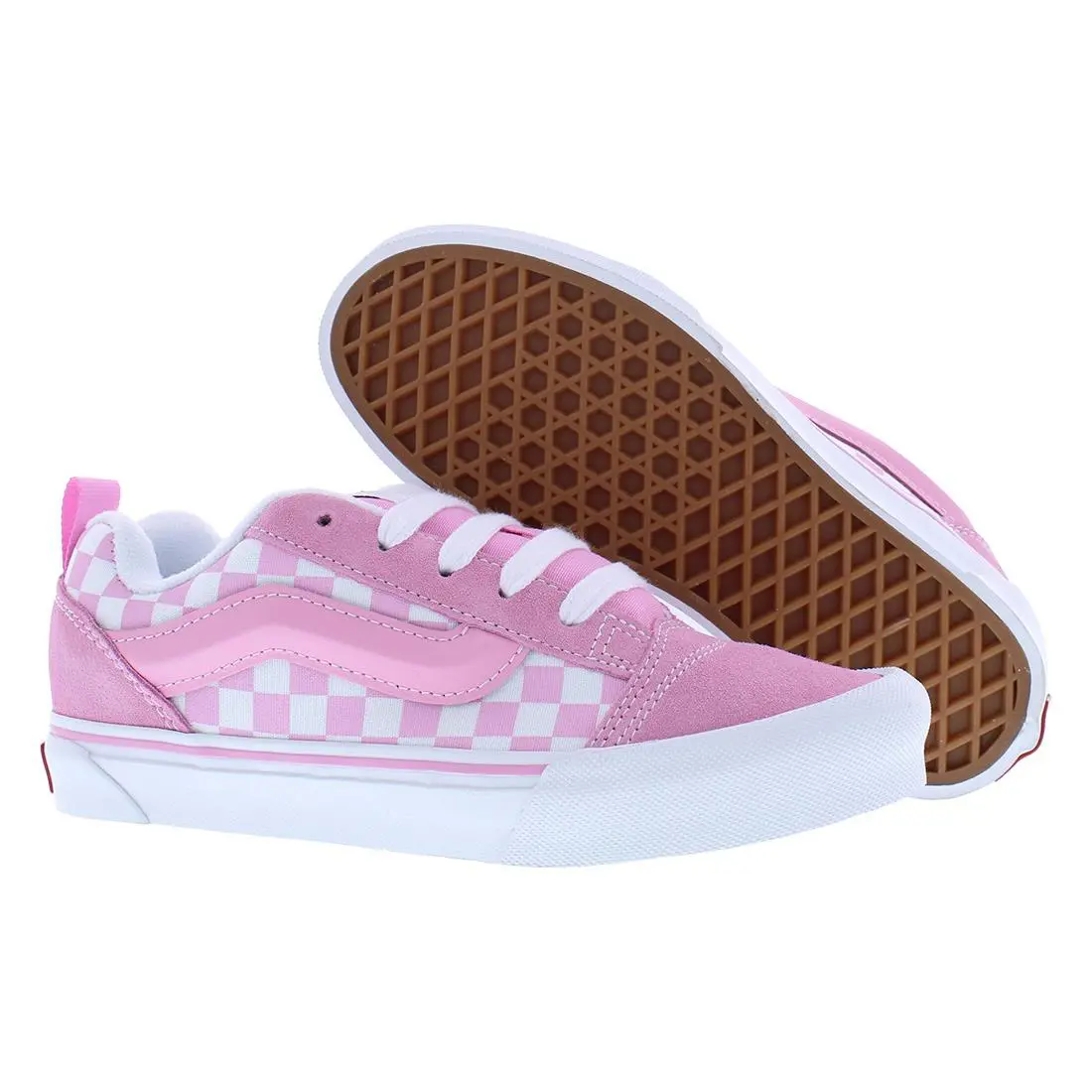 Vans Knu Skool GS Girls Shoes - Checkerboard Prism Pink/True White, Main: Pink