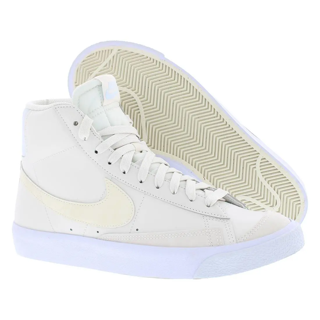Nike Blazer Mid `77 Leather GS Girls Shoes Size 6.5 Color: Phantom/pale Ivory - Phantom/Pale Ivory, Main: White