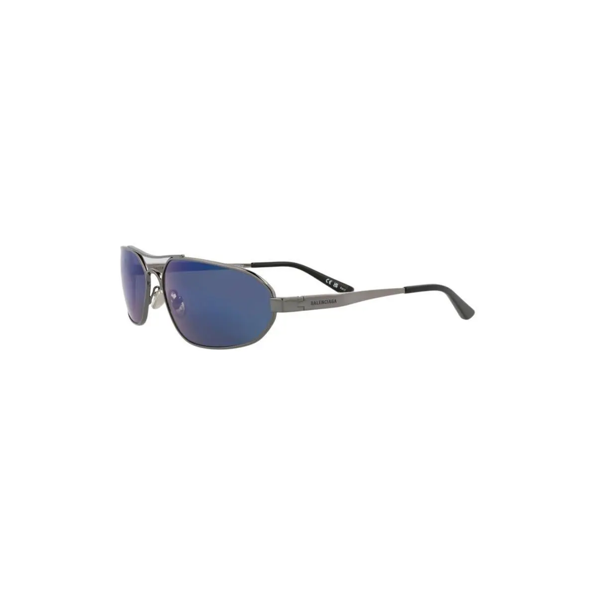 Balenciaga Men 71mm Oversize Oval Wrap Sunglasses Ruthenium Ruthen