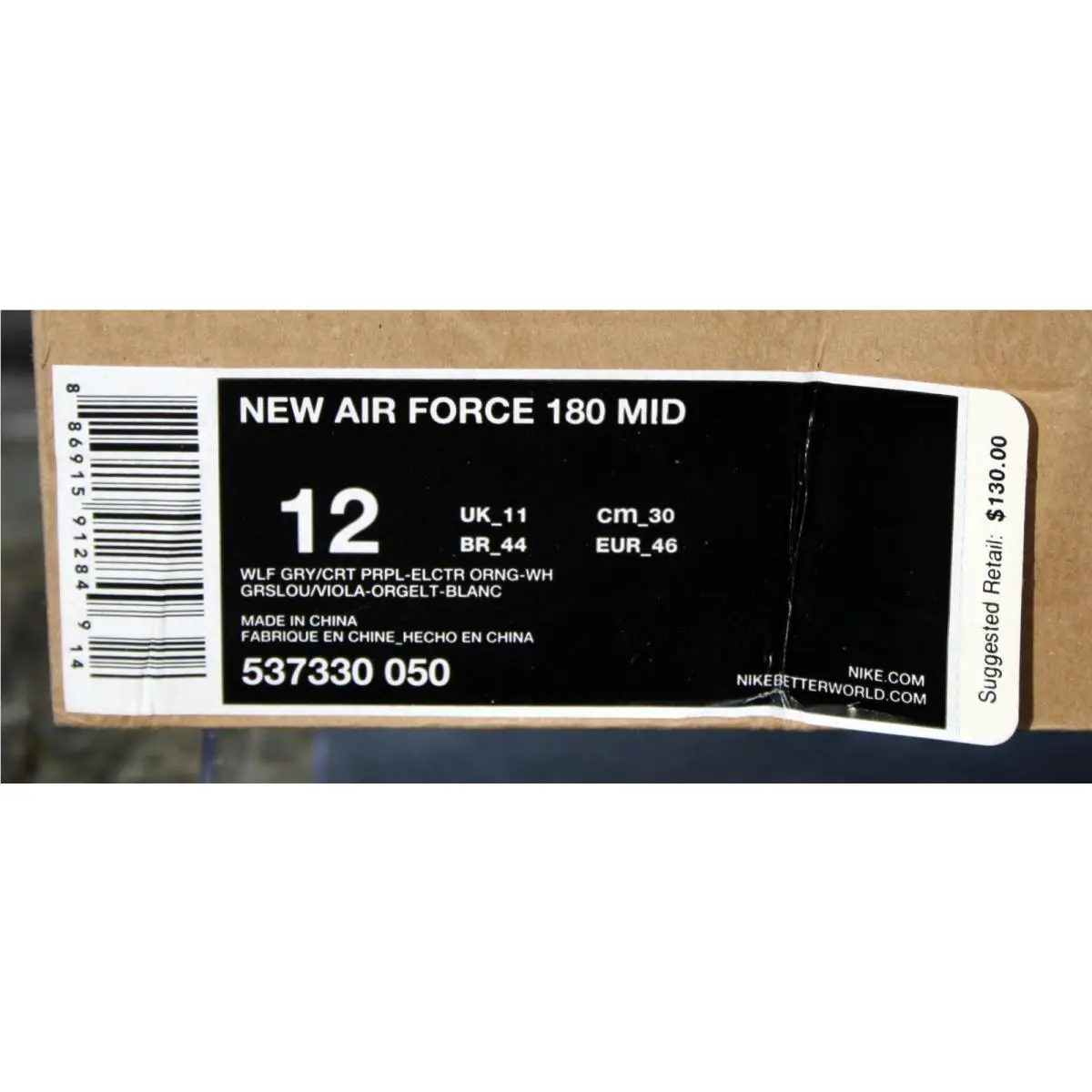 Nike shoes - Nike Air Force 180 Mid - 537330-050 - Wolf grey/court purple/electric orange/white (UPC: 886915912849) 9