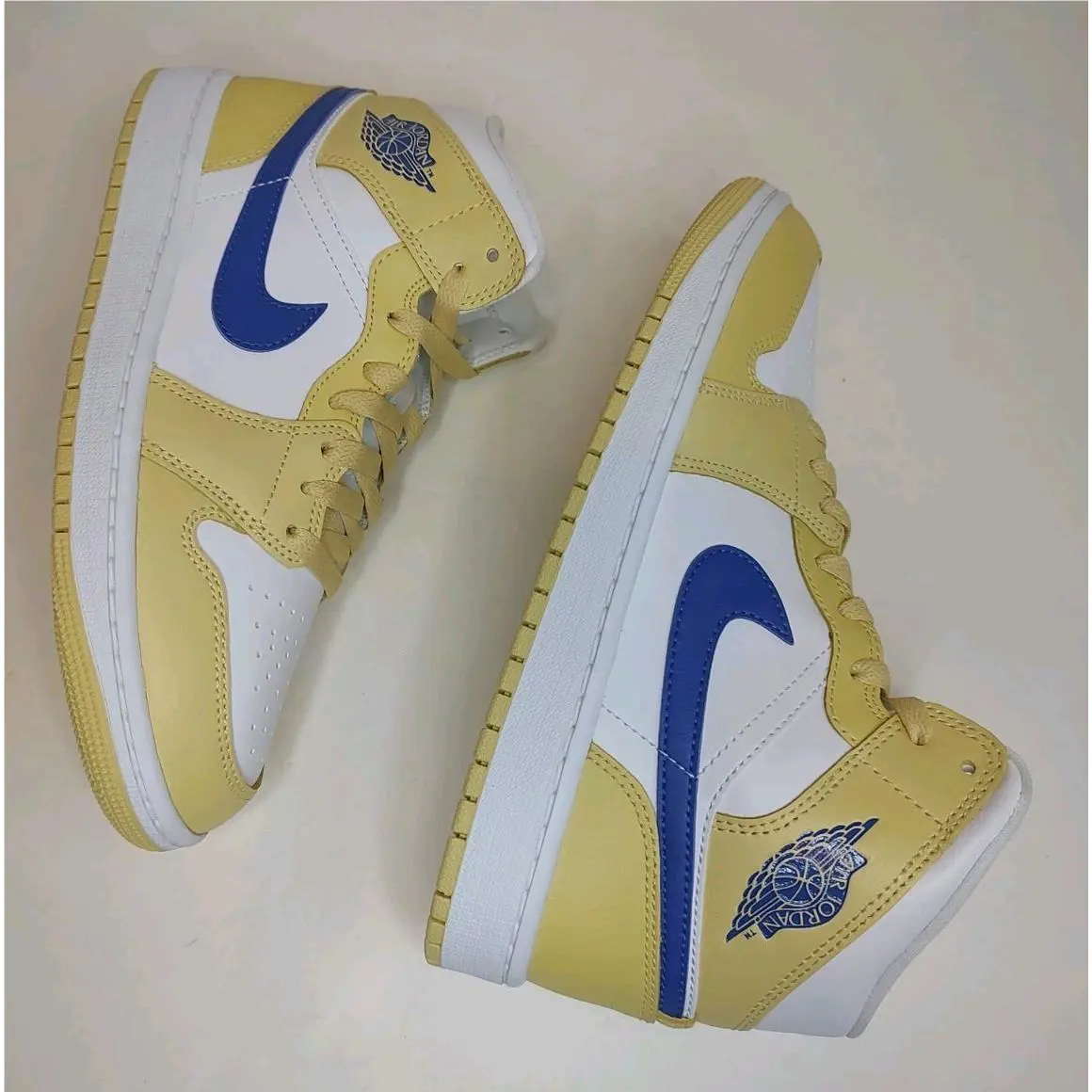 Nike shoes - Air Jordan 1 Mid - Air Mid - BQ6472 - Yellow White Blue 10