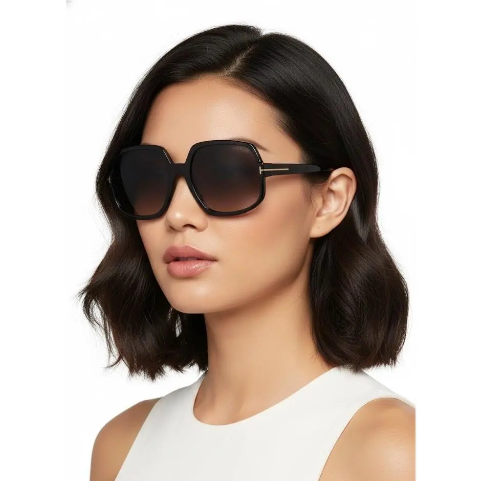 Tom Ford Women Delphine 60mm Gradient Sunglasses Shiny Black / Gra