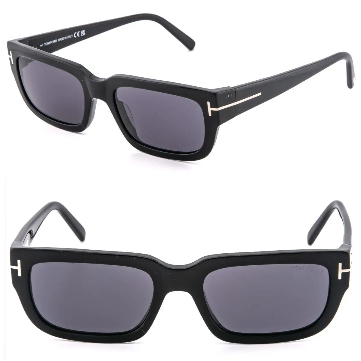 Tom Ford Ezra TF1075 01A Black Angular Aviator Unisex Sunglasses 1075 FT1075