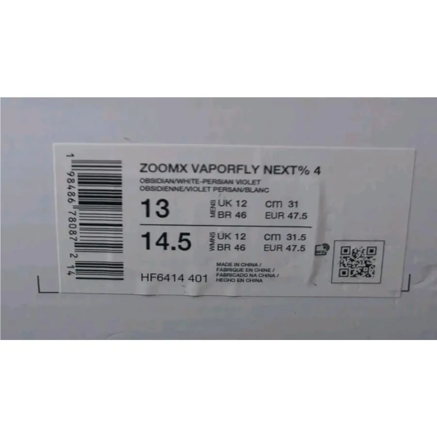 Nike shoes - Nike ZoomX Vaporfly - ZoomX Vaporfly - HF6414 401 - Obsidian/White-Persian Violet (UPC: 198486780872) 4