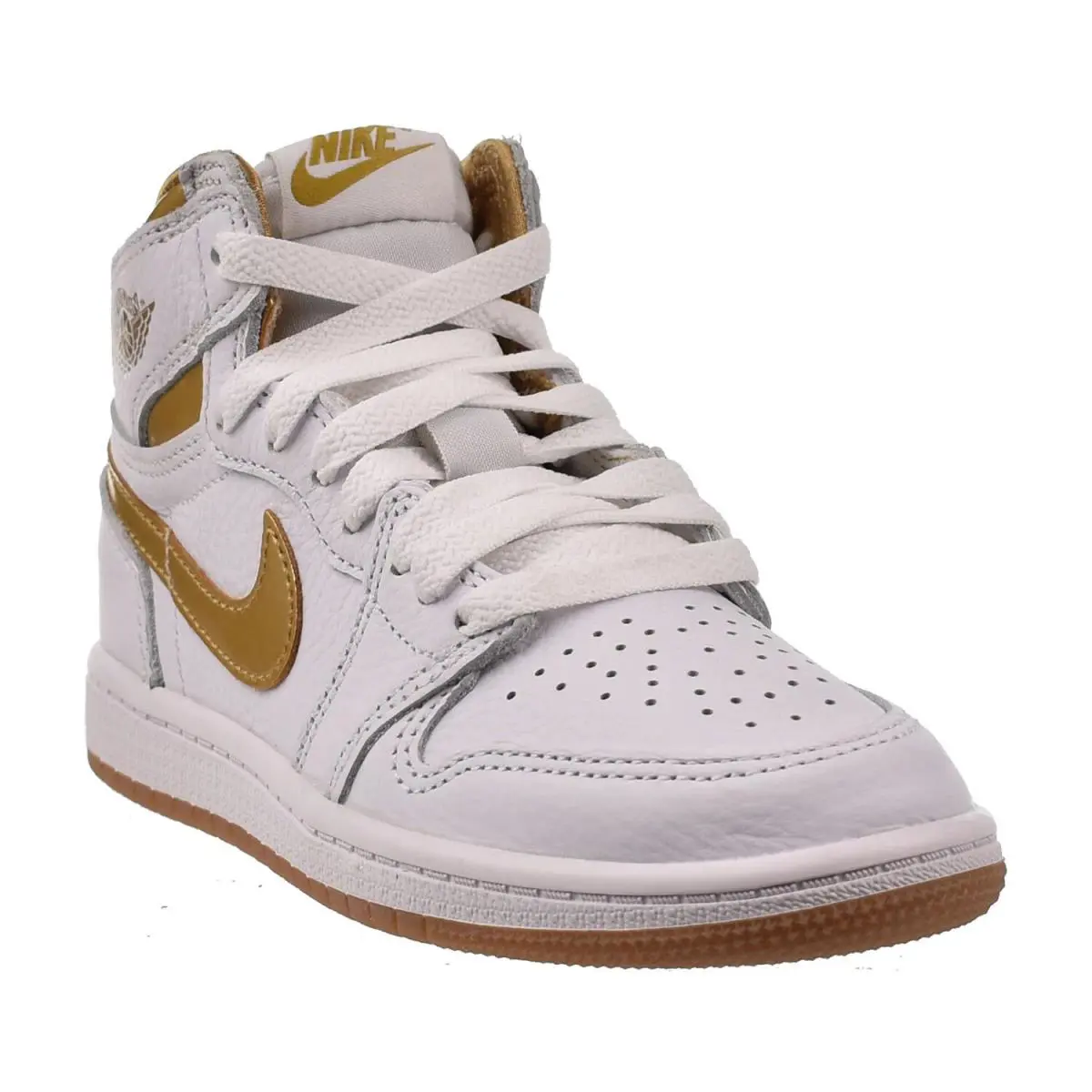 Nike Air Jordan 1 Retro High OG PS 12C White Metallic Gold FD297-107 Kids - White
