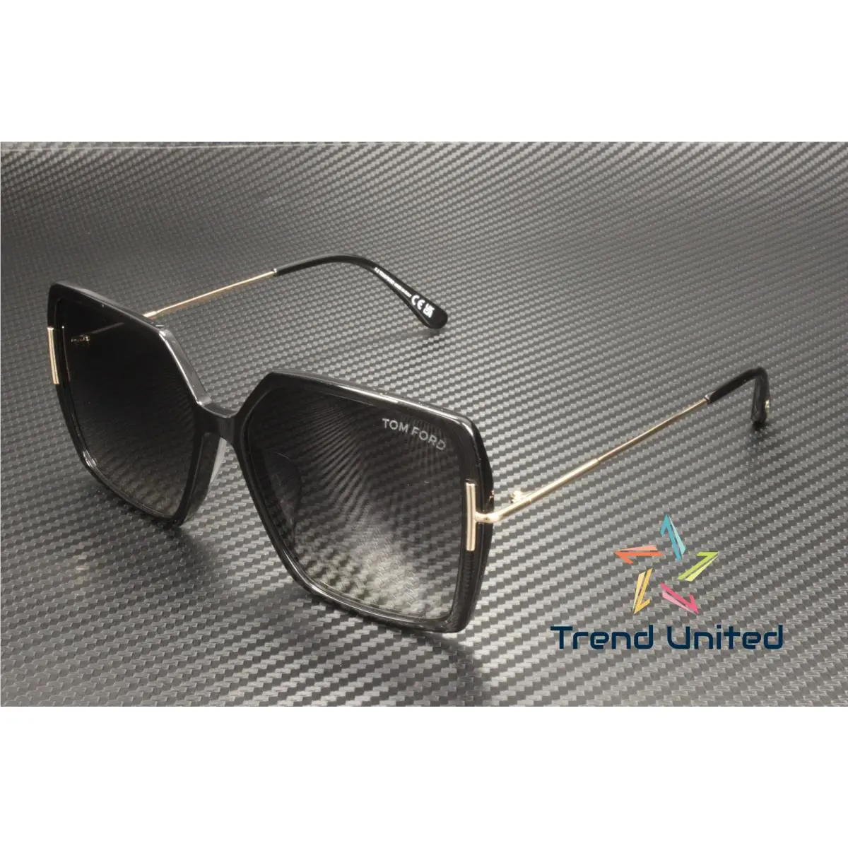 Tom Ford Joanna FT1039 F 01B Shiny Black Gradient Smoke 59mm Women`s Sunglasses