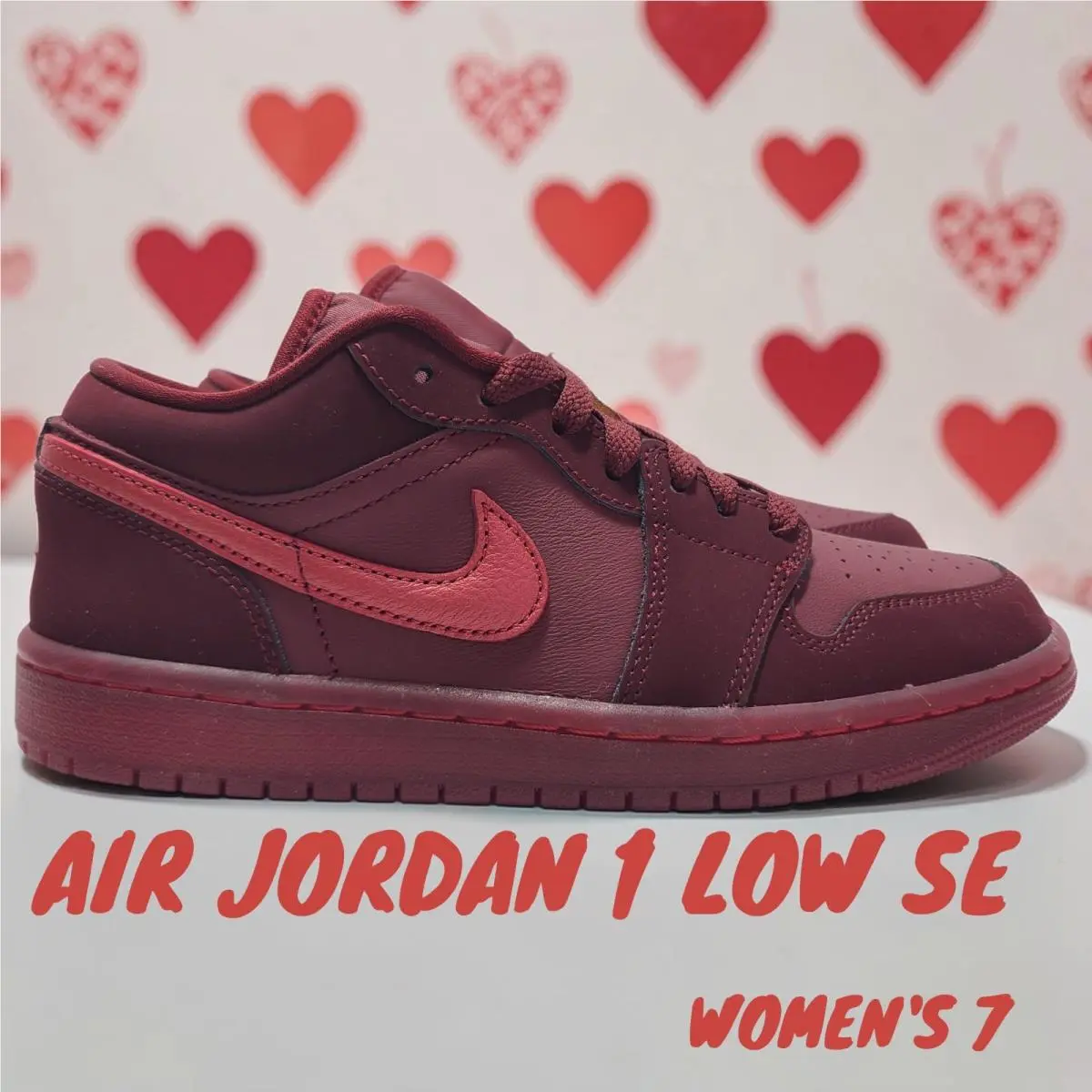 Nike Air Jordan 1 Low SE AJ 1 Valentine`s Day Sierra Red IB7012-600 Sz 7