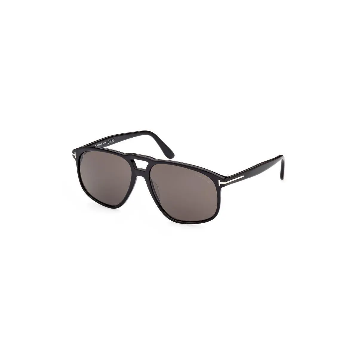 Tom Ford Men 58mm Navigator Sunglasses Shiny Black / Smoke