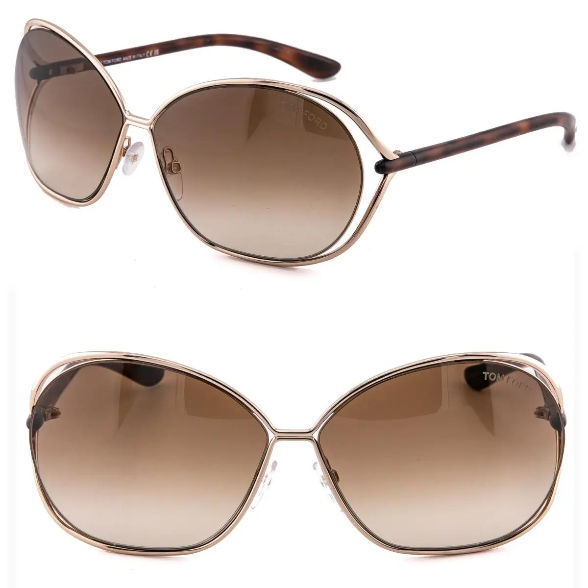 Tom Ford Carla TF0157 28F Brown Gold Metal Sunglass 0157 FT0157