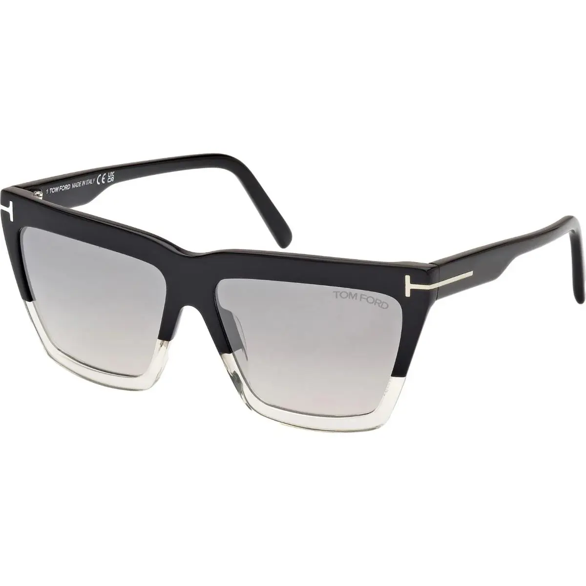 Tom Ford Eden FT 1110 05C Black Crystal Frame Smoke Grey Mirror Lens 56mm