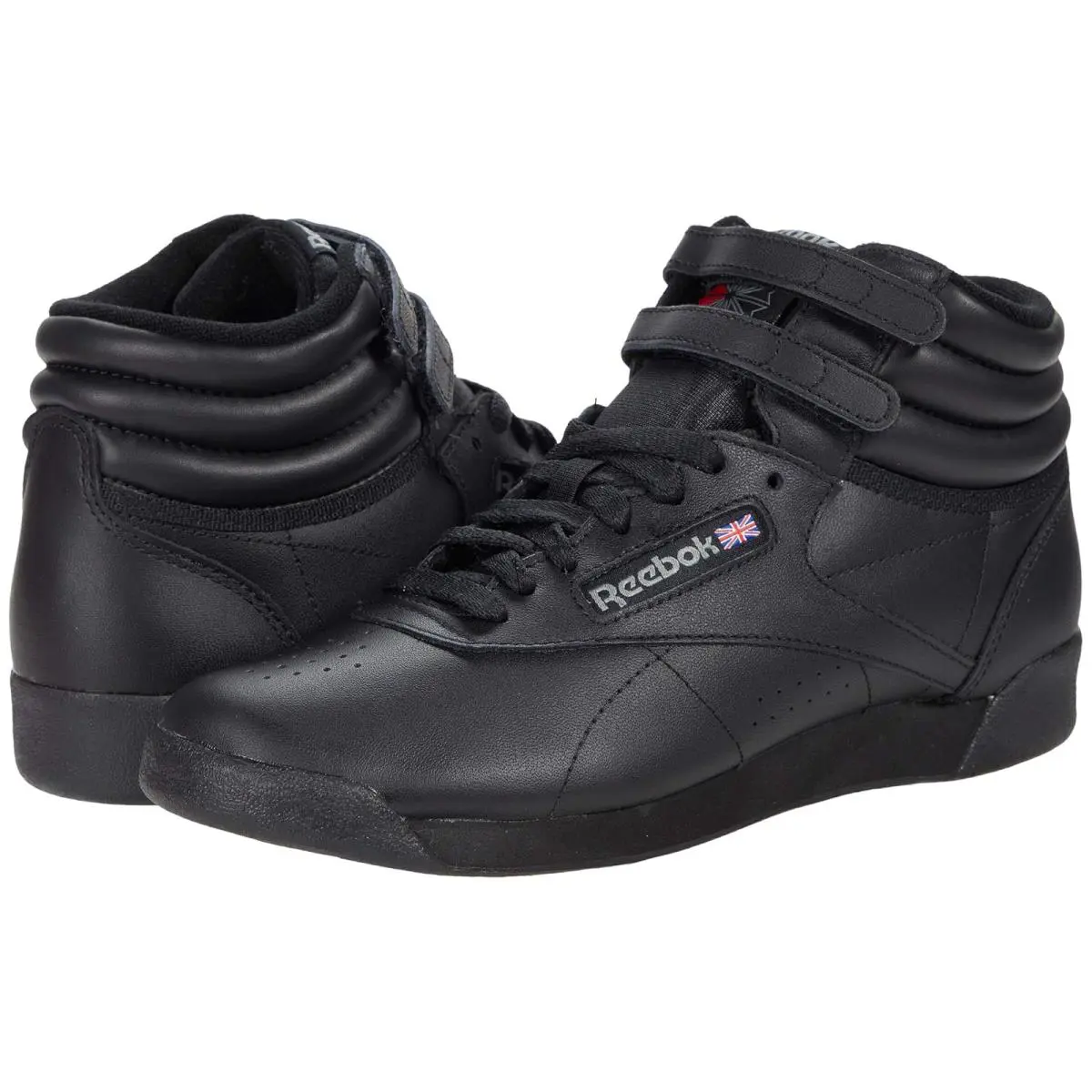Woman`s Sneakers Athletic Shoes Reebok Lifestyle Freestyle Hi High Top - Black
