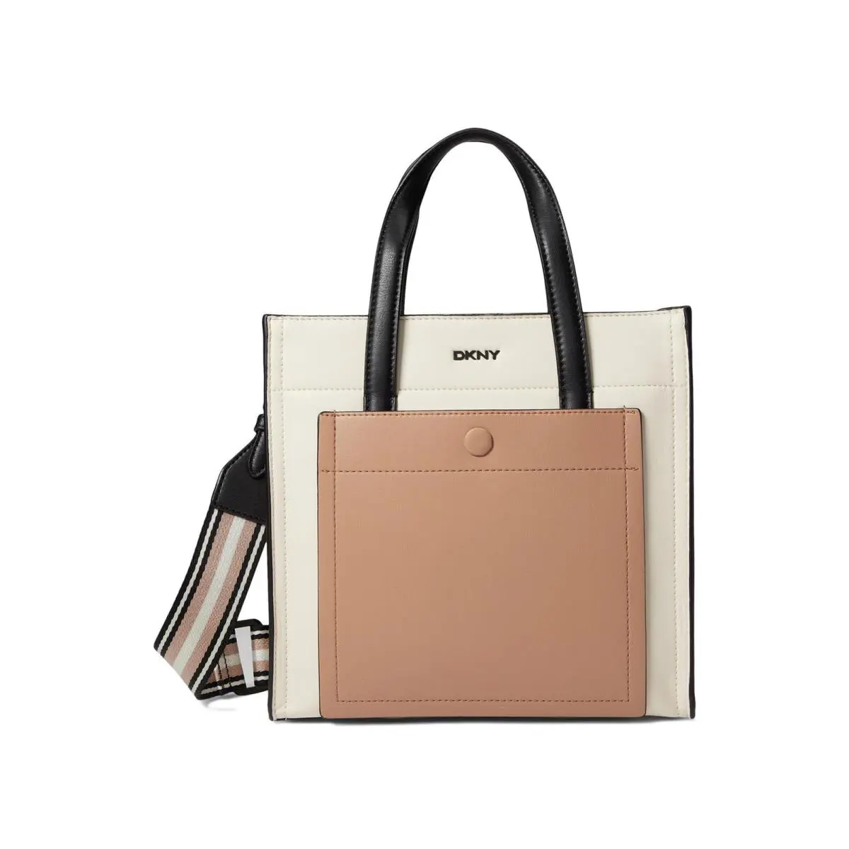Dkny Mens` Crawford Small Tote Bag - Ivory Cashew Black - Ivory Cashew Black, Exterior: Black