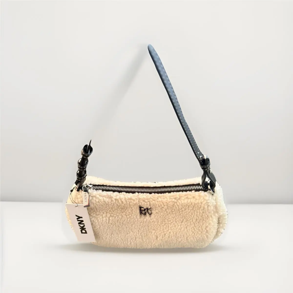 Dkny Remy Shearling Shoulder Bag Ivory Sherpa Fuzzy Purse R43CYH43i4l