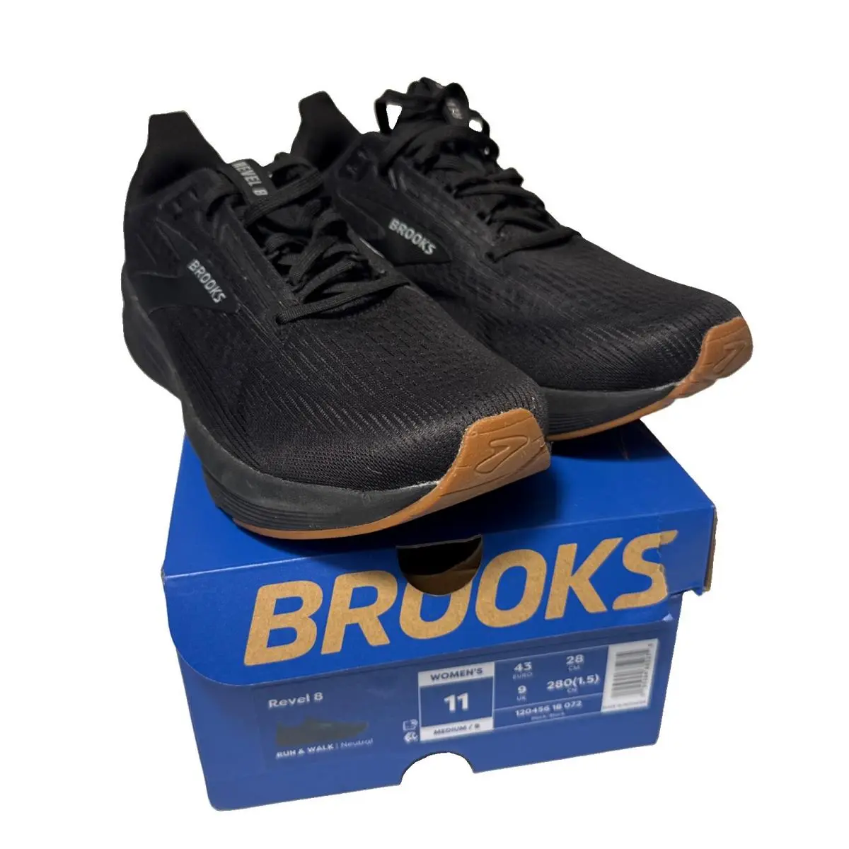 Brooks Revel 8 Women`s Shoes 11 B Running Athletic Black Mesh Lace-up Sneakers