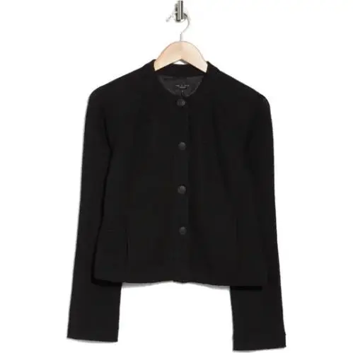 Rag Bone Size 8 Carol Jacket Black Textured Knit Button Jacket