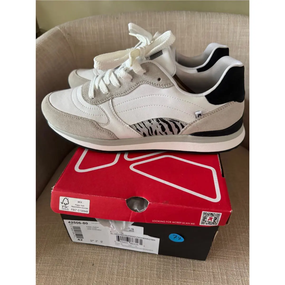 Rieker shoes - 4250680 - 42506-80 - White and Gray 1