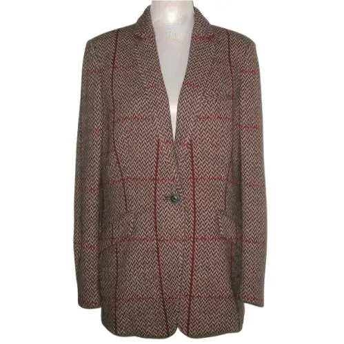 Rag Bone Margot Plaid Wool Blend Women`s Blazer Jacket Paprika 14