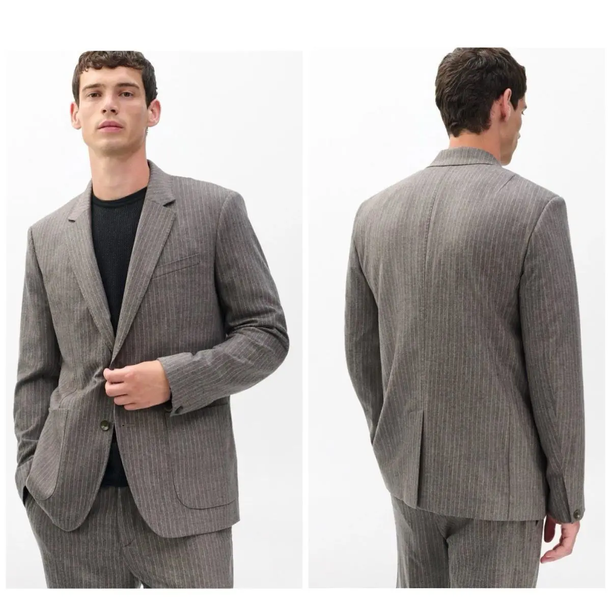 Rag Bone Butler Flannel Blazer In Mink Stripe Size: 40
