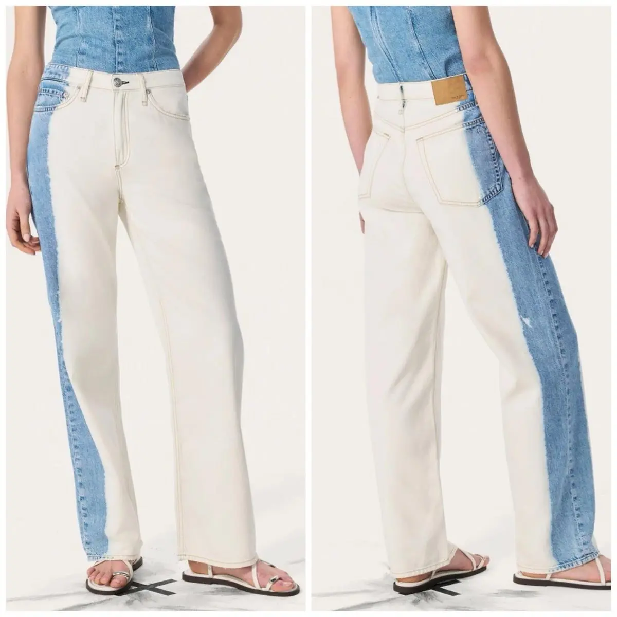 Rag Bone Featherweight The Logan Wide Leg Bleach Stripe Size: 33 by Rag & Bone