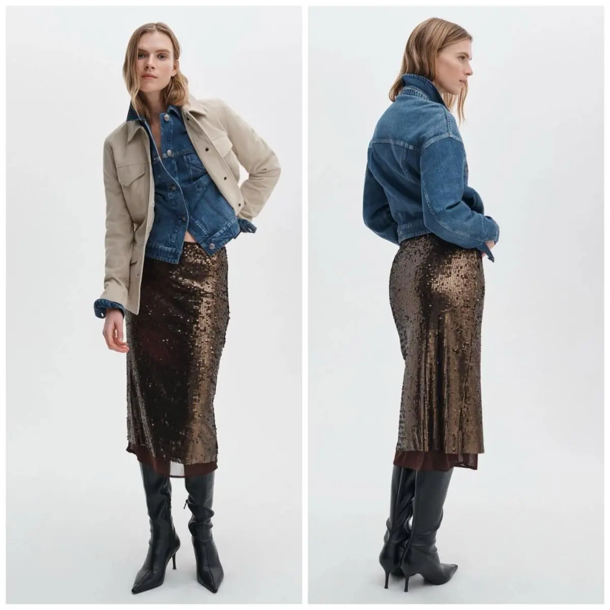Rag Bone Lucy Sequin Skirt In Coffee Size: Xxs