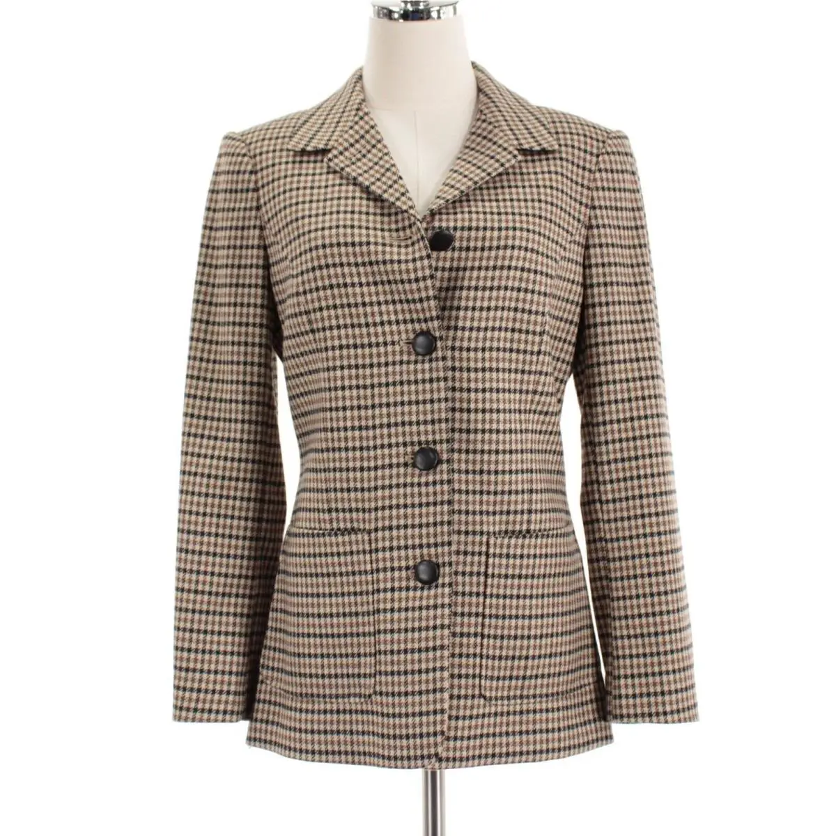 Rag Bone Drew Houndstooth Blazer Size 8 in Tan/brown/black Wool Blend