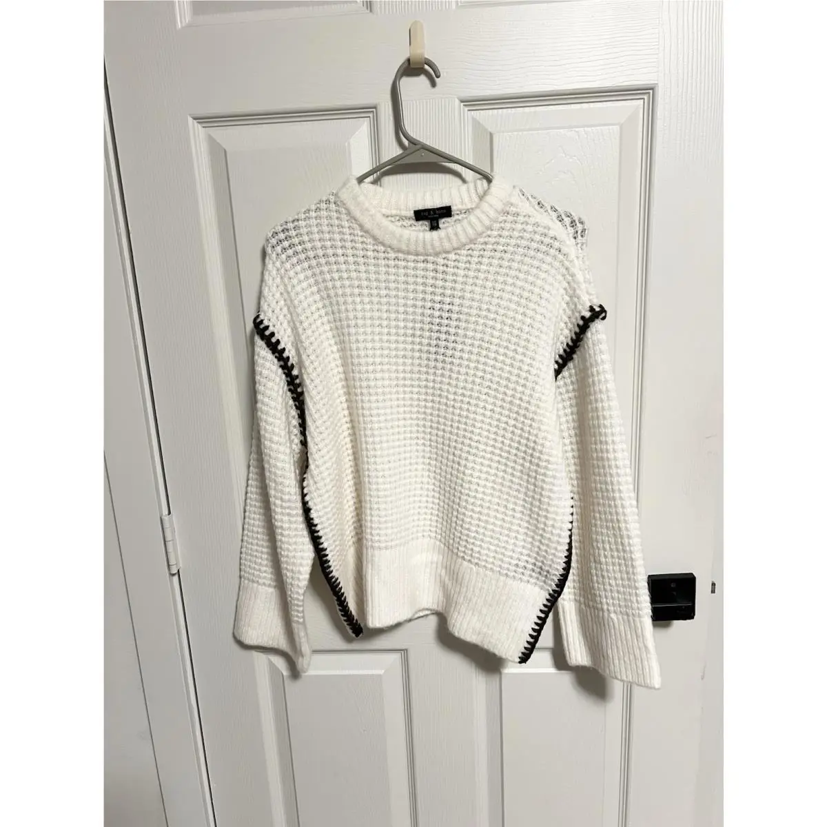Rag Bone Women`s Xxs Ivory Wool Alpaca Crewneck Long Sleeve Katie Sweater