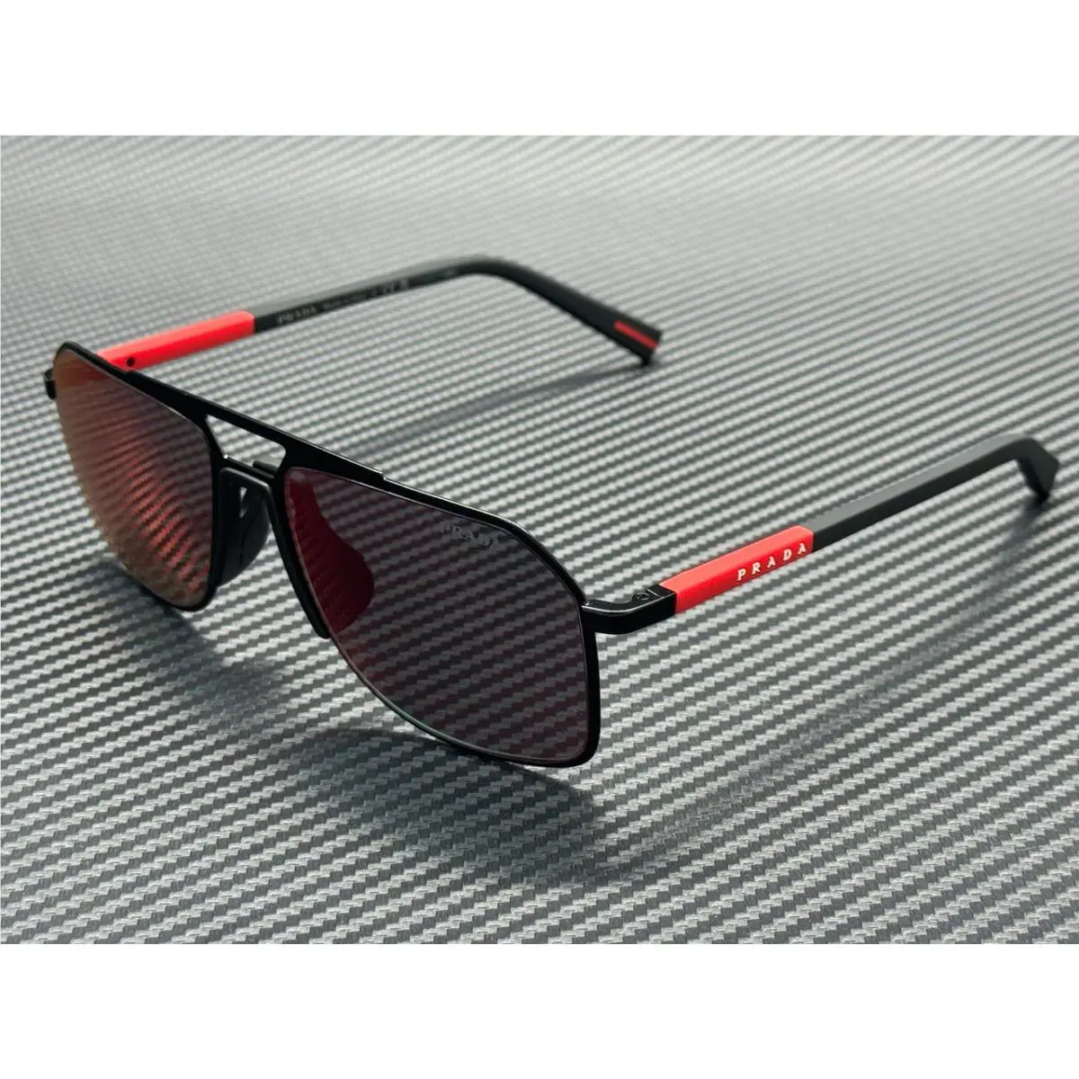 Prada Linea Rossa PS B51S 1BO08F Matte Black Grey Mirror Red Men`s 56 mm Sunglas