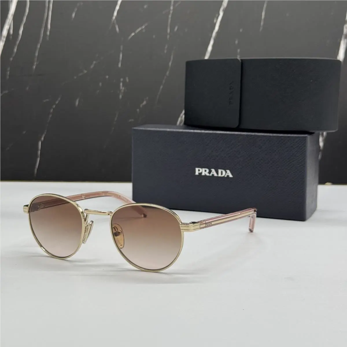 Prada PRB52S ZVN0A6 Sunglasses Gold Women Eyewear PR B52S ZVN0A6 Spr B52