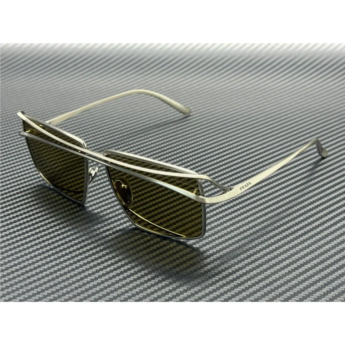 Prada PR C55S 28C70G Silver Vintage Green Men`s 58 mm Sunglasses