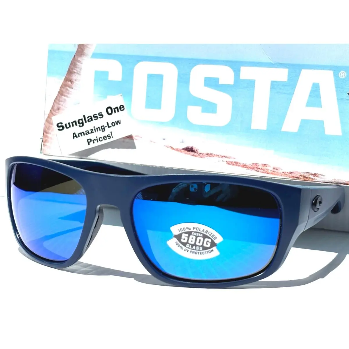 Costa Del Mar Tico Matte Midnight Blue Polarized Blue 580G Glass Sunglass TCO14