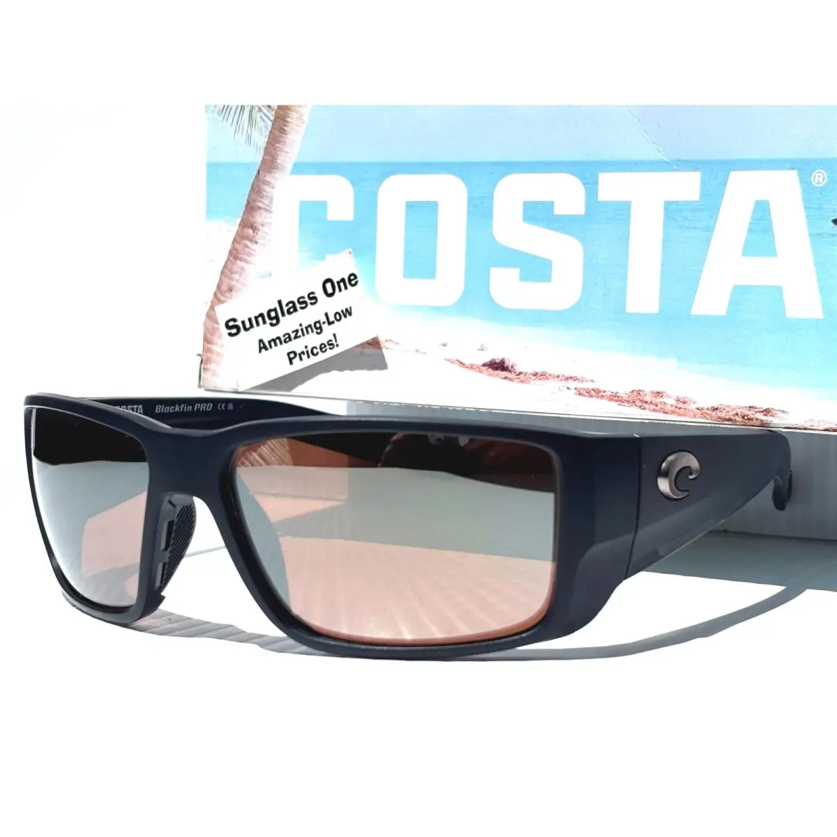 Costa Blackfin Pro Mt Black Polarized Copper Silver 580G Glass Sunglass 907803