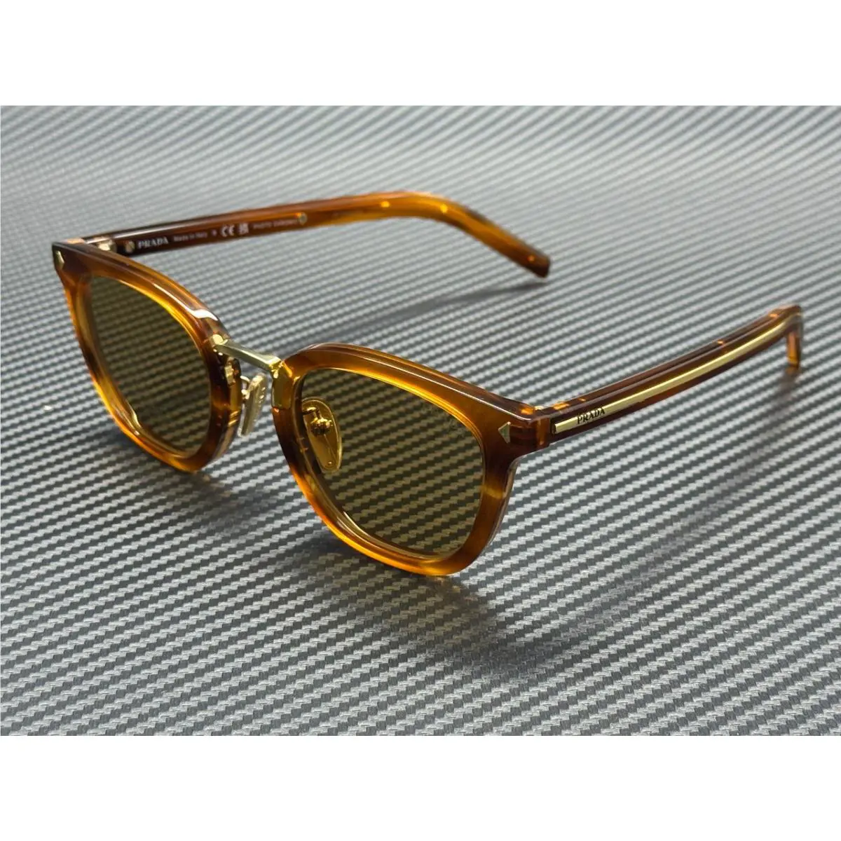 Prada PR C01SD 27F60F Havana Cognac Photochromic Yellow Men`s 52 mm Sunglasses