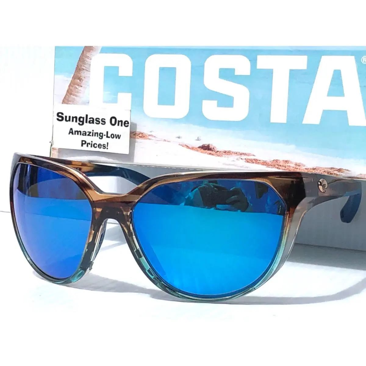 Costa Del Mar Mayfly Wahoo Polarized Blue Mirror 580G Glass Sunglass 9110-05