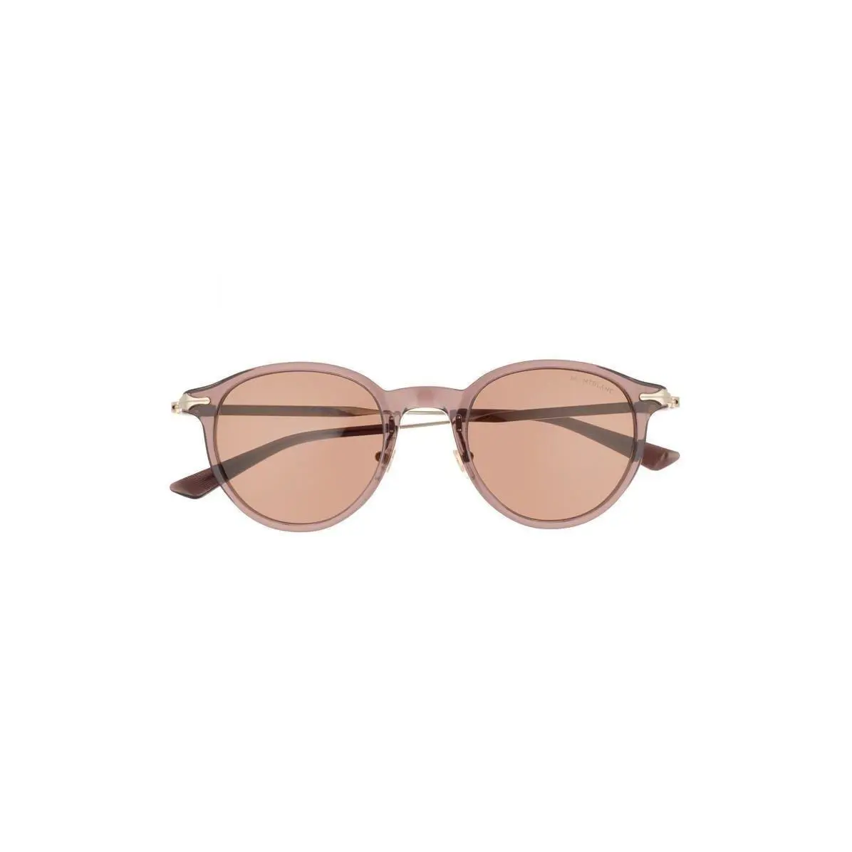 Montblanc Men 49mm Round Sunglasses Brown Gold Brown
