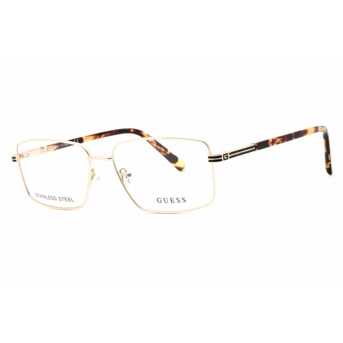 Men`s Eyeglasses Pale Gold/brown Rectangular Full Rim Frame GU50061 032 by Guess