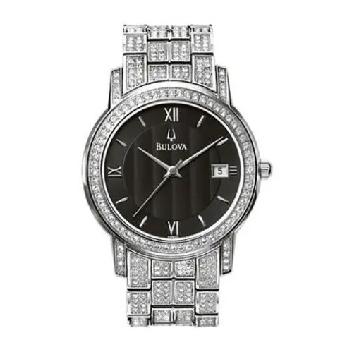 Bulova Crystals Men Watch Stainless Steel Black Dial 96B011