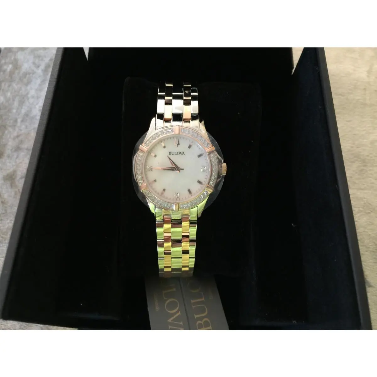 Bulova 98R271 Gold Silver Womans Watch