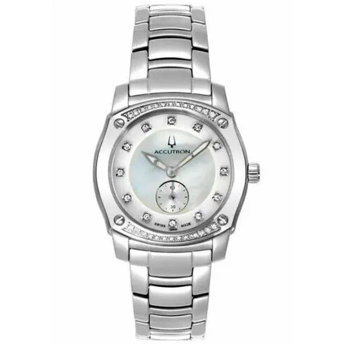Bulova Accutron Pemberton Women`s Watch Stainless Steel Mother Pearl Dial 26R40