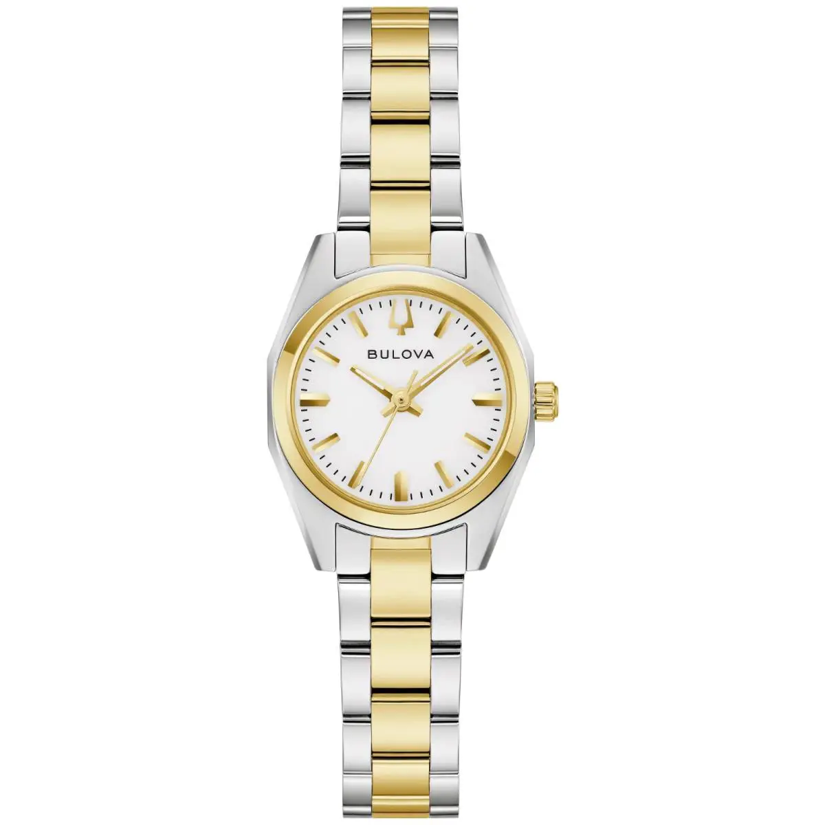 Bulova Surveyor White Dial Two-tone Bracelet Women`s Watch 98L331 - Dial: White, Band: Two-tone, Bezel: Gold