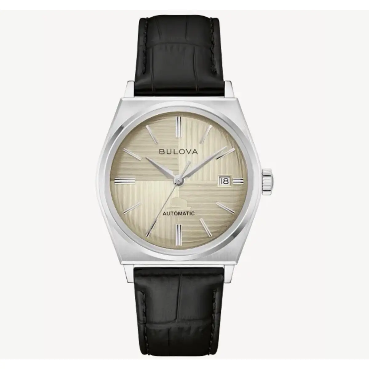 Bulova Frank Sinatra Nothing But The Best Automatic Mens Watch 96B483 - Dial: White, Band: Black, Bezel: Silver
