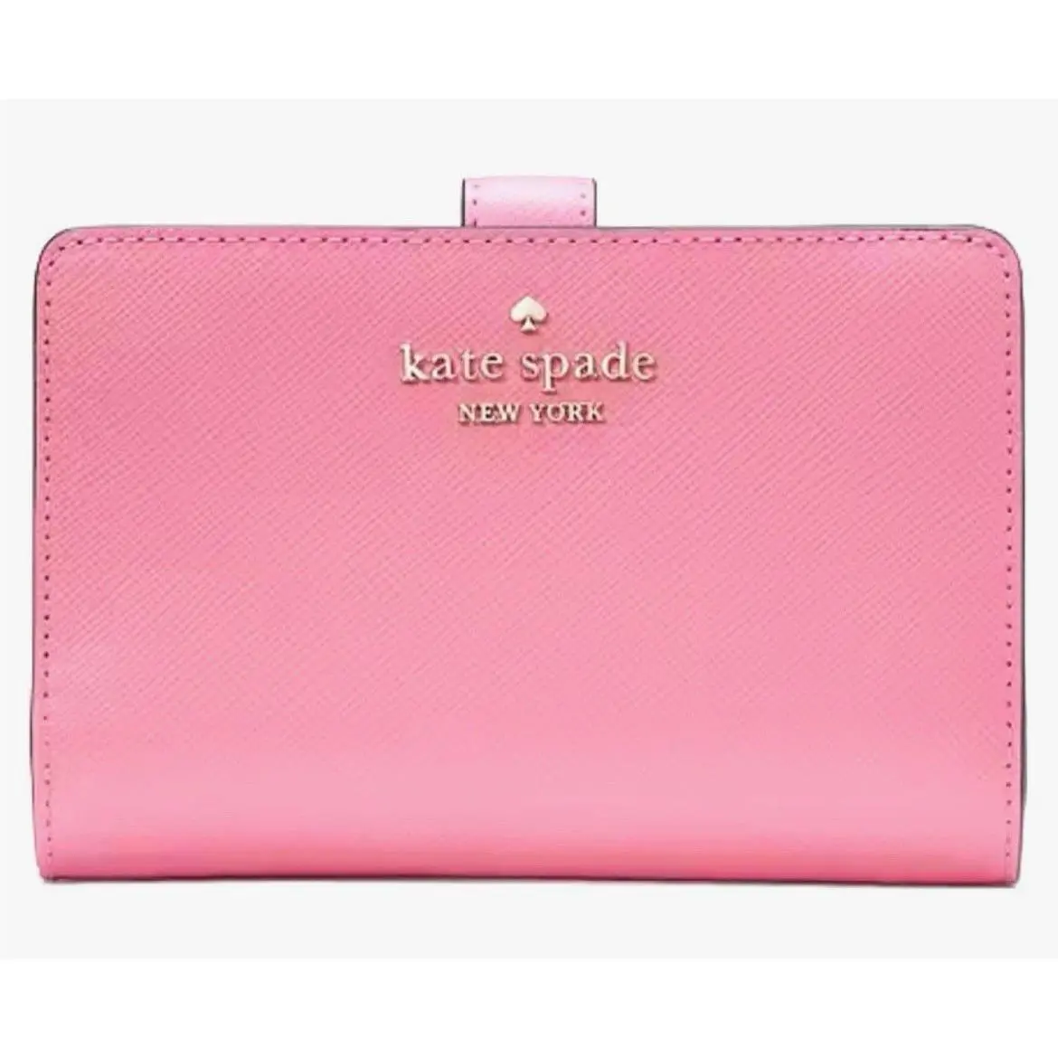 Kate Spade NY Madison Medium Compact Bifold Wallet Conch Pink Saffiano Leather