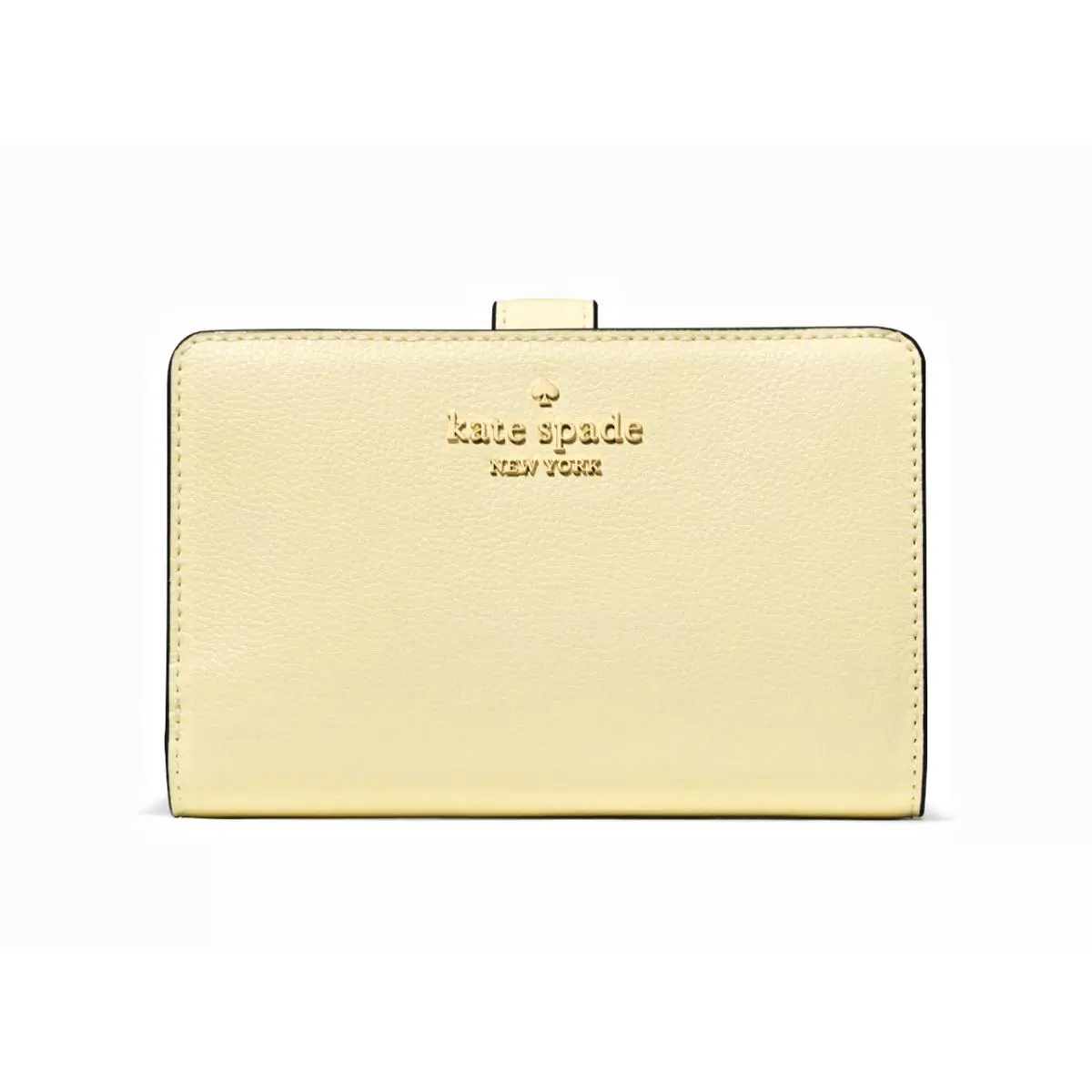New Kate Spade Medium Compact Bifold Wallet Pebble Leather Lemon Fondant
