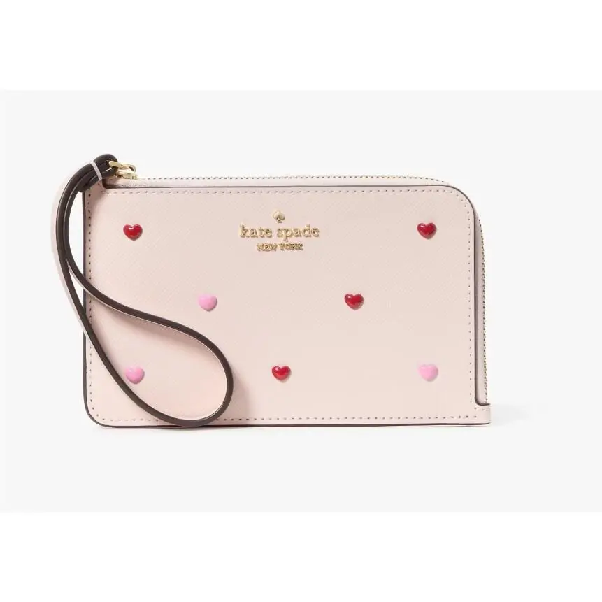 Kate Spade Lucy Heart Studs Small L-zip Wristlet - 1