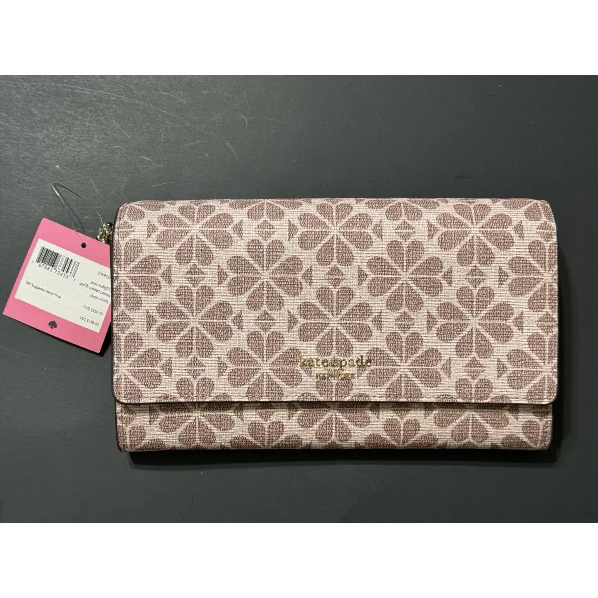Kate Spade Spade Flower Coated Canvas Chain Clutch - Wallet Crossbody