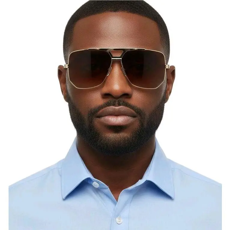 Mcm Men 59mm Polarized Navigator Sunglasses Gold / Gradient Brown
