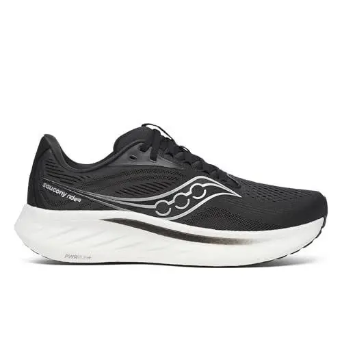 Men’s Size 8.5- Saucony Ride 18 Black White Running Shoes Sneakers S21000-100